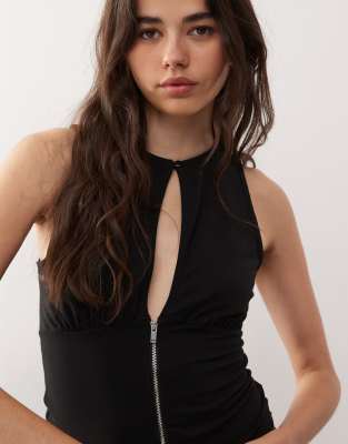 The Drop Damen Top Mit Ballonärmeln – Schwarz, Eng Anliegend, Hüftlang, Von Influencerin @lucyswhims Designed