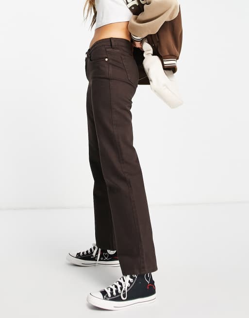 Weekday - Arrow - Katoenen jeans met rechte pijpen in bruin - BROWN