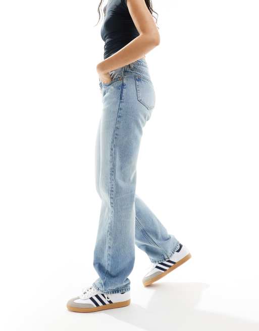 Weekday Arrow low waist regular fit straight leg jeans in aeon blue