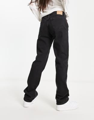 Weekday Pin Mid Rise Straight Leg Jean In Black