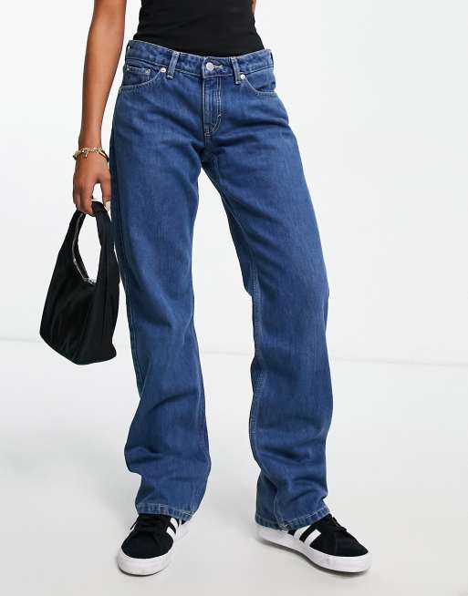 frugthave ide tang Weekday Arrow low rise straight jeans in blue | ASOS