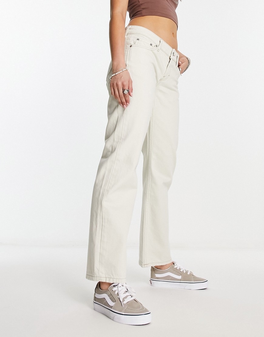 Weekday Arrow low rise straight leg jeans in chalk white