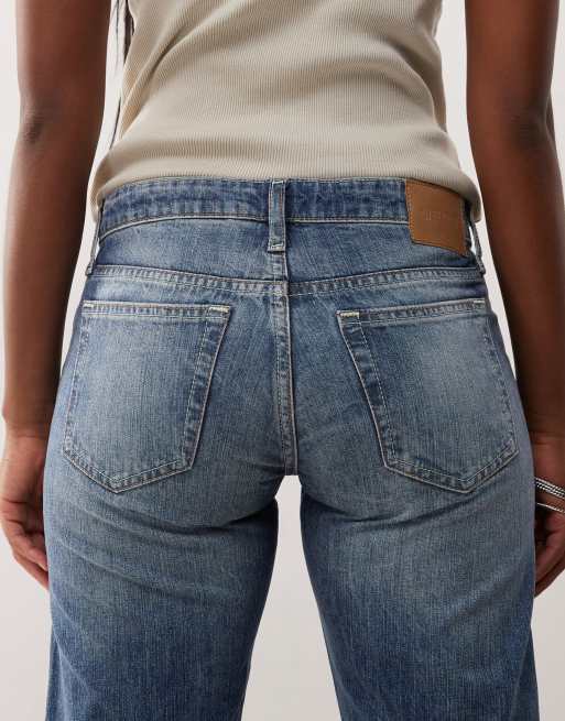 Weekday Arrow low rise straight leg jeans in faded dark blue