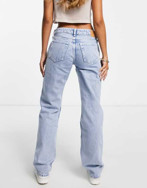 Weekday Arrow low rise straight leg jeans in summer blue, 2 of 4