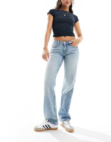 Weekday Arrow low waist regular fit straight leg jeans in aeon blue