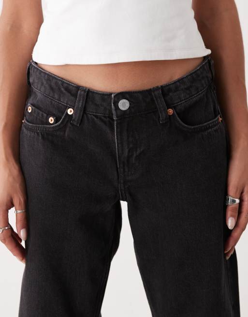 Weekday Arrow low waist regular fit straight leg jeans in black