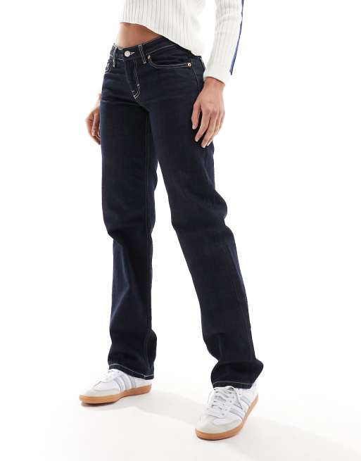 Weekday Arrow low waist regular fit straight leg jeans in blue rinse wash