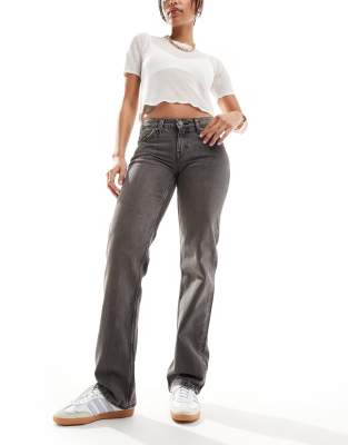 Weekday Arrow Low Waist Regular Fit Straight Leg Jeans In Clay Gray