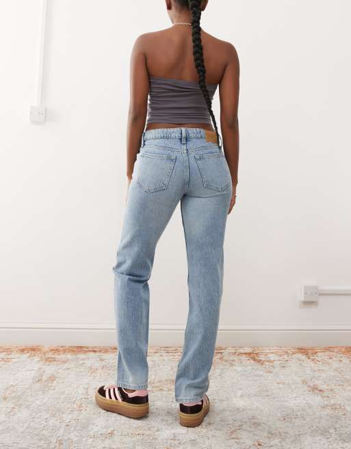 Weekday Arrow low waist straight leg jeans in blue wash