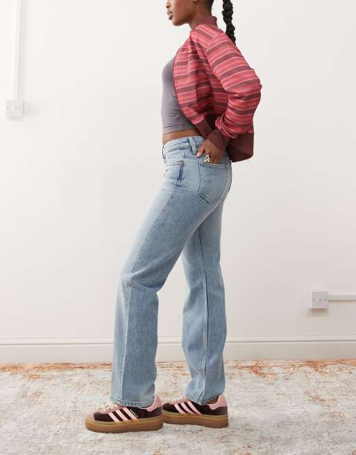 Weekday Arrow low waist straight leg jeans in blue wash