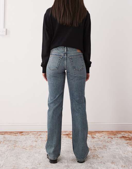 Weekday Arrow low waist straight leg jeans in blue