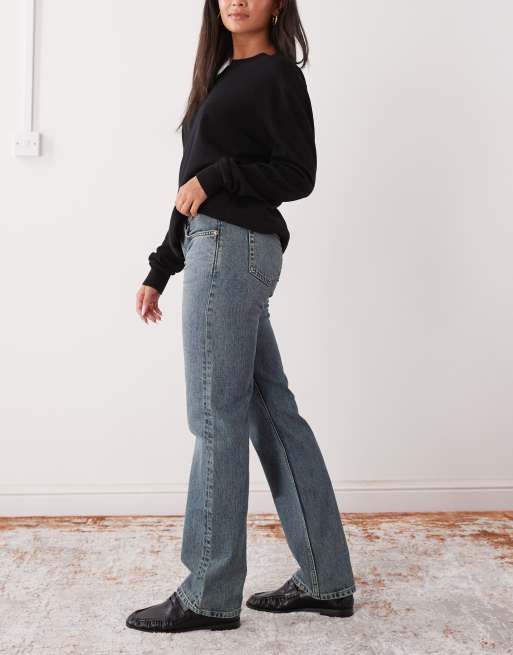 Weekday Arrow low waist straight leg jeans in blue