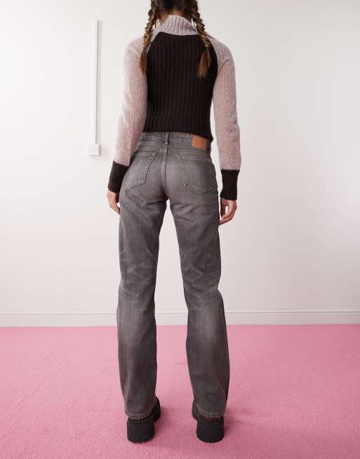 Weekday Arrow low waist straight leg jeans in mine gray wash
