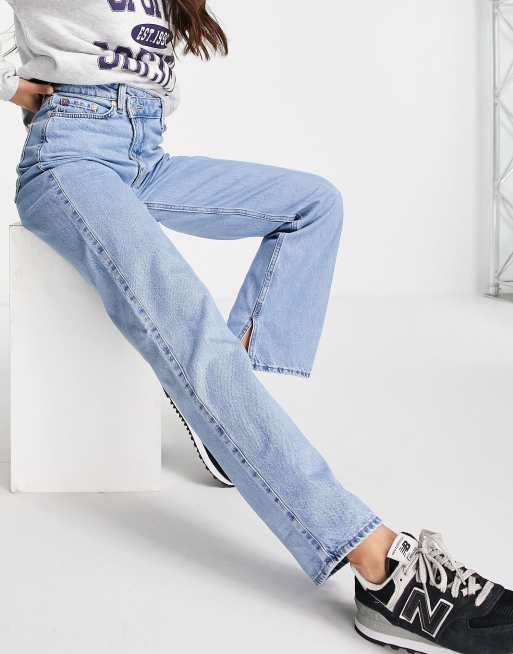 Weekday - Arrow - Poolblå lavtaljede jeans med lige ben i bomuld - MBLUE
