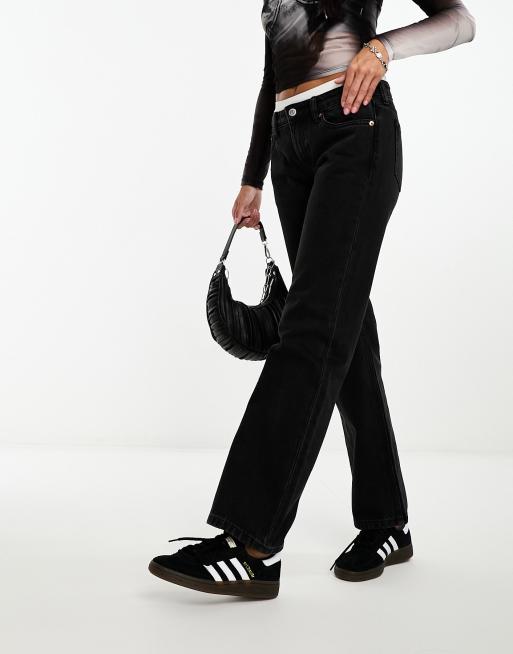 Weekday - Arrow - Regular-fit jeans met lage taille en rechte pijpen in afgestemd zwart, 4 van 5