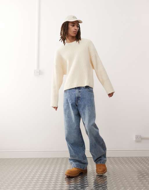 Weekday - Arthur - Pull en maille côtelée épaisse avec ourlet effet vieilli - Blanc cassé, 2 de 4