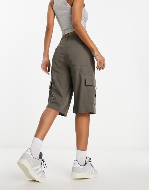 Weekday Arwen smart longline cargo shorts in gray