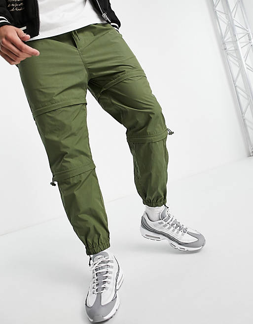 Weekday aston utility zip trousers in khaki