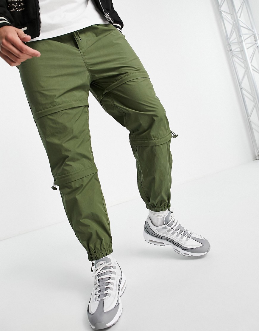 Weekday aston zip trousers in khaki-Green