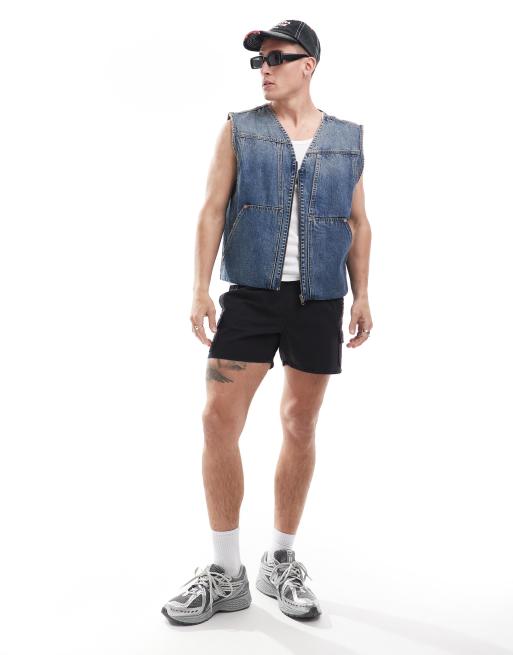 Weekday Astoria denim zip through singlet in steel blue wash, 2 of 5