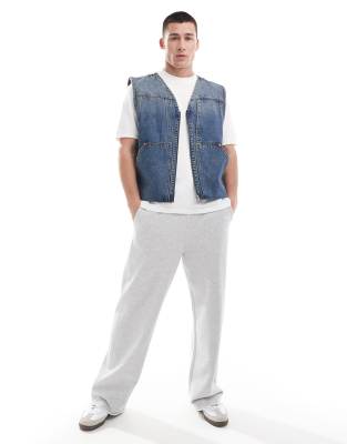 Weekday Weekday Astoria denim zip through vest in steel blue wash