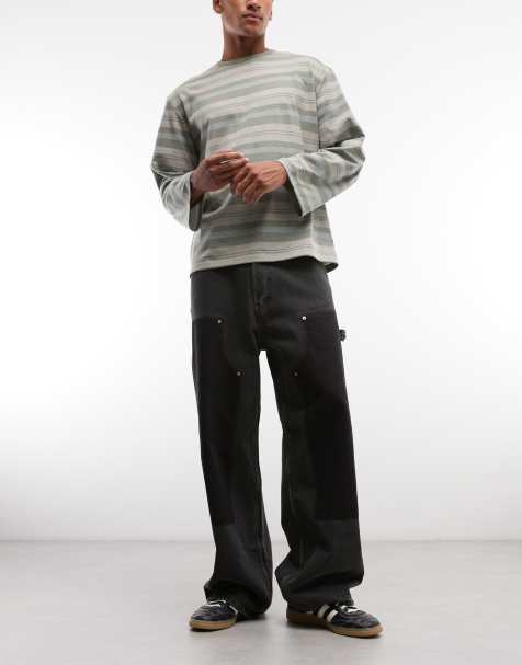 Weekday - Astro - Baggy carpenter jeans met lage taille en lusdetails in zwart - view 1