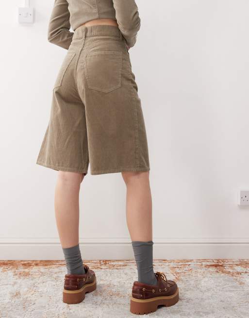 Weekday - Astro - Baggy corduroy jorts in bruin, deel van co-ord set, 5 van 5