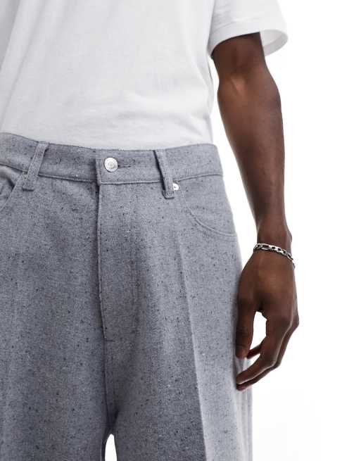 Weekday Astro baggy fit pants in gray melange