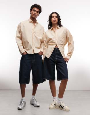 Weekday - Astro - Bermuda baggy unisexe à taille basse - Bleu délavé