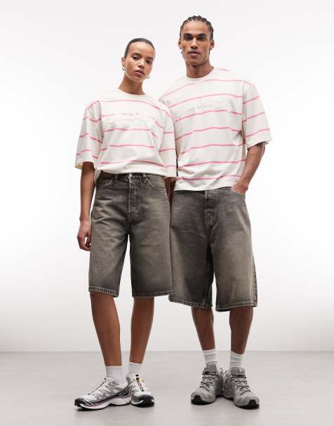 Weekday – Astro – Czarne obszerne jeansy unisex z obniżonym stanem i efektem sprania - view 1