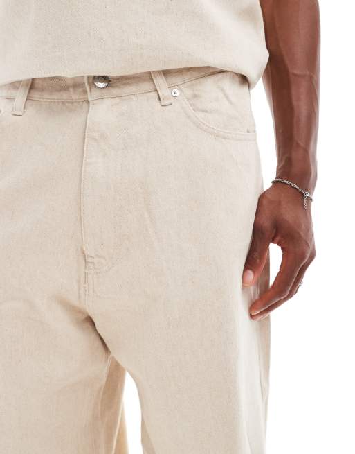 Weekday Astro heavyweight linen trousers in beige, 2 of 5