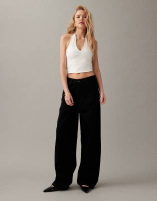 Astro - Jean coupe baggy à taille basse - Noir brut délavé W27 L30
