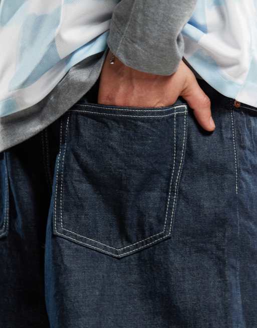 Weekday - Astro - Jeans ampi a vita bassa unisex blu lavaggio rinse wash, 3 di 5