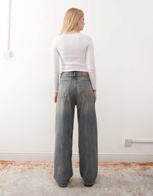 Weekday - Astro - Jeans ampi unisex a vita bassa blu slavato, 3 di 5