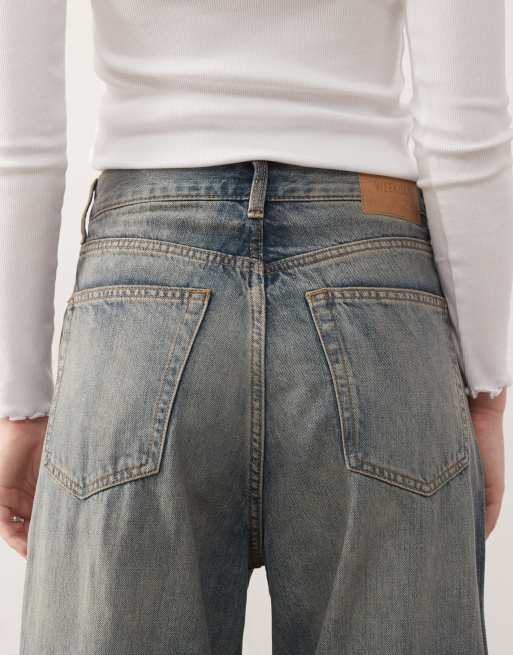 Weekday - Astro - Jeans ampi unisex a vita bassa blu slavato, 4 di 5