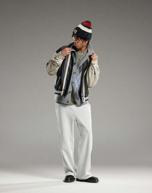 Weekday - Astro - Joggers con fondo ampio grigio mélange