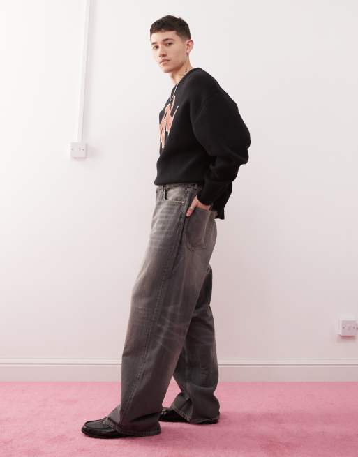 Weekday – Astro – Locker sitzende Unisex-Jeans in grauer Rinse-Waschung mit niedrigem Bund, 3 von 5