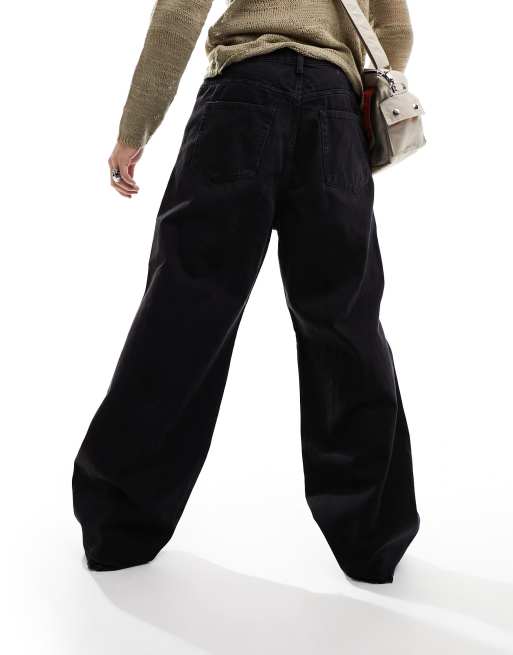 Weekday Astro loose fit wide leg open knee jeans with distressed