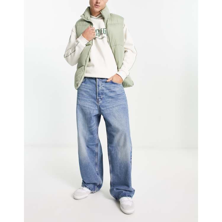 Weekday astro loose straight jeans in seventeen blue