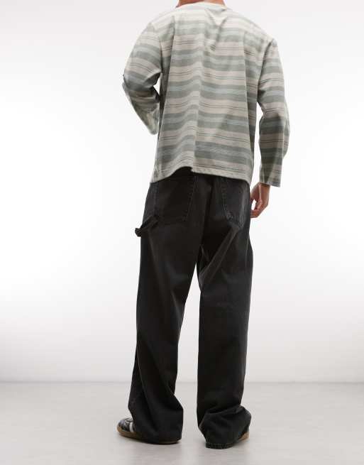 Weekday Astro low rise baggy carpenter jeans with loop detailing in black, 2 of 5