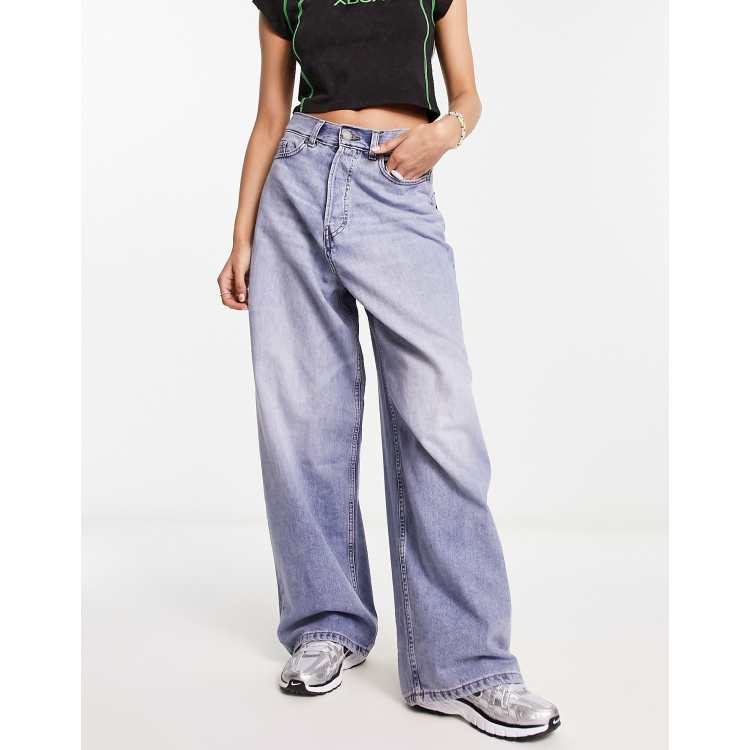 Weekday Astro low rise loose fit baggy jeans in moon blue