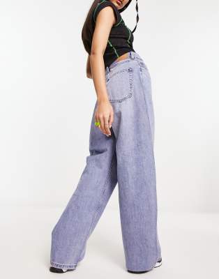 Weekday Astro low rise loose fit baggy jeans in moon blue