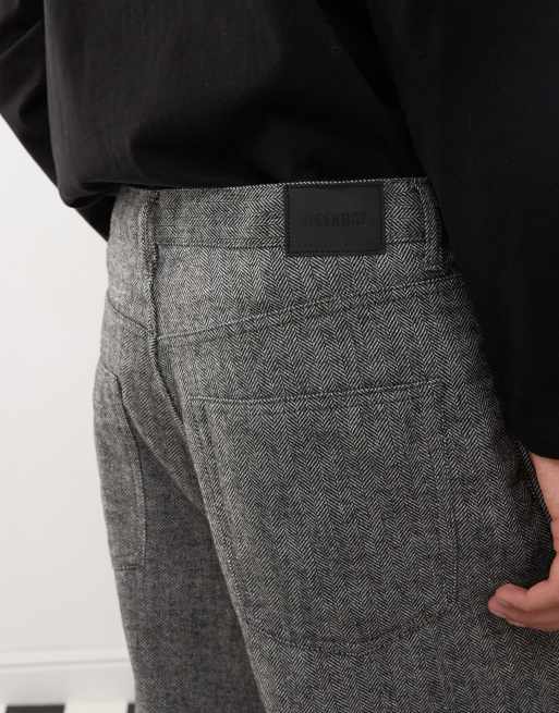 Weekday Astro low waist baggy pants in black herringbone | ASOS