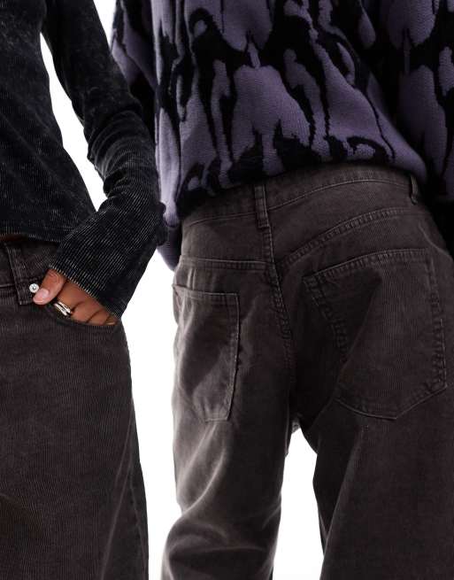 Weekday - Astro - Pantaloni unisex marrone scuro a fondo ampio in velluto a coste, 3 di 4