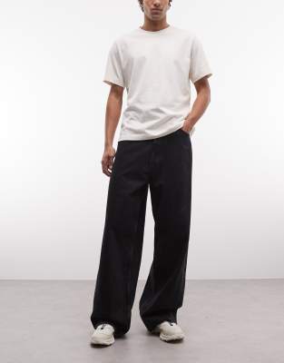 Weekday Astro Pu Back Pocket Jeans In Black