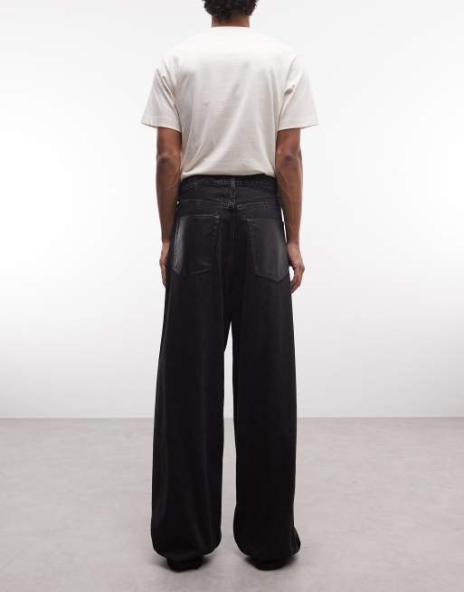 Weekday Astro PU back pocket jeans in washed black, 3 of 5