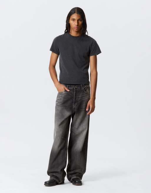 Weekday - Astro - Uniseks baggy jeans met lage taille in vervaagde zwarte wassing, 3 van 5