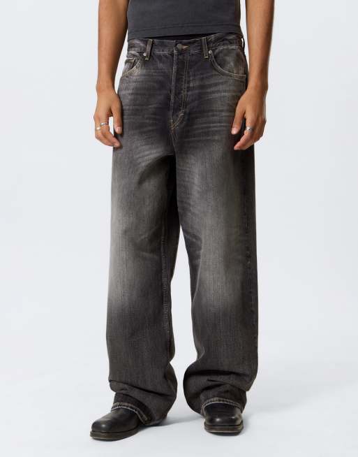Weekday - Astro - Uniseks baggy jeans met lage taille in vervaagde zwarte wassing, 5 van 5