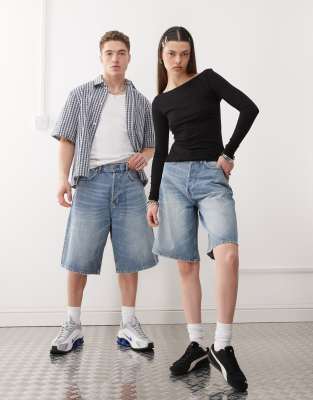 Weekday Simon scuba jersey shorts in black