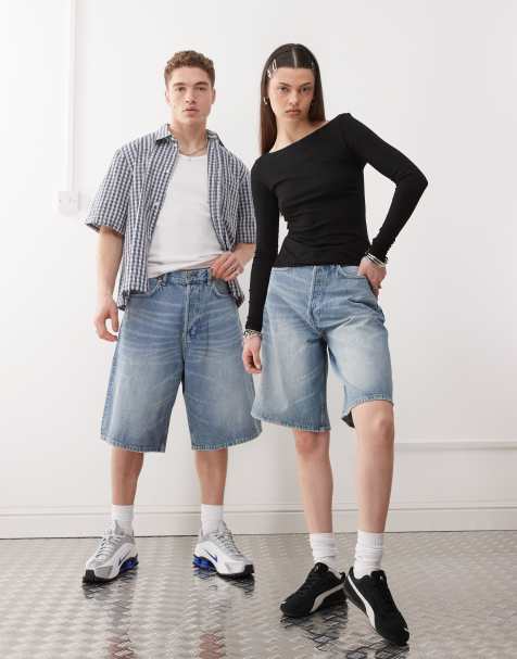 Weekday - Astro - Unisex - Blå posede denimshorts - view 1